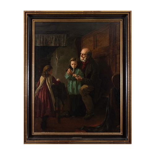 34 - ELLEN CONOLLY RA (FL. 1873-85) A Music Lesson Oil on canvas, 89.5 x 69.5cm (35¼ x 27¼) Signed and da... 