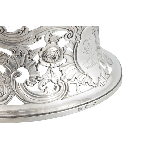 43 - A FINE GEORGE III IRISH SILVER DISH RING    Dublin, c.1750, mark of William Townsend, pierced scroll... 