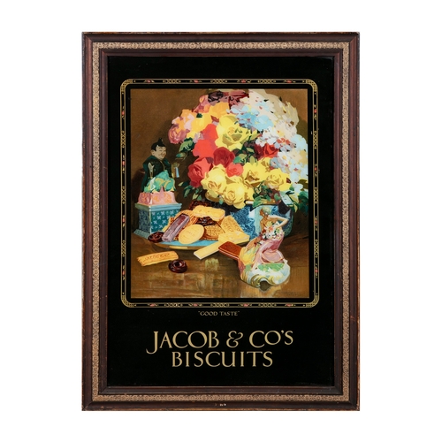 61 - A FRAMED JACOB & CO'S BISCUITS 'GOOD TASTE' POSTER,  contained within the original stained timber fr... 