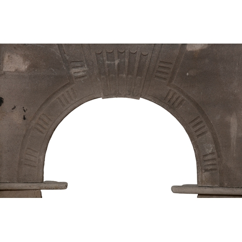 75 - A PAIR OF 18TH CENTURY KEYHOLE GRATE FIREPLACES   122cm wide, 126cm high, 6cm deep; 124.5cm wide, 12... 