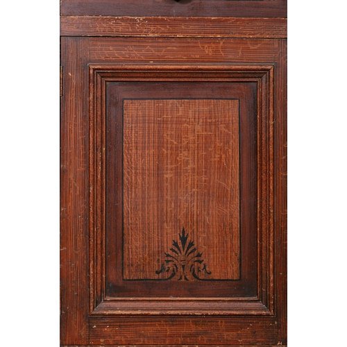 77 - A 19TH CENTURY 'SCUMBLE' PAINTED PINE CUPBOARD,  the rectangular top above two drawers with simulate... 