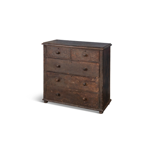 80 - A 19TH CENTURY 'SCUMBLED' PAINTED PINE CHEST OF DRAWERS,  the rectangular top with moulded rim above... 