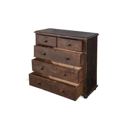 80 - A 19TH CENTURY 'SCUMBLED' PAINTED PINE CHEST OF DRAWERS,  the rectangular top with moulded rim above... 