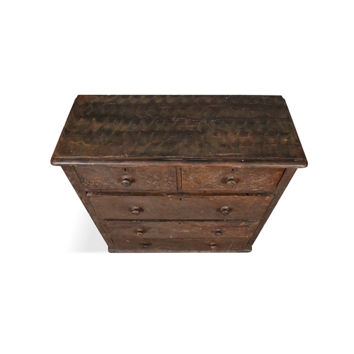 80 - A 19TH CENTURY 'SCUMBLED' PAINTED PINE CHEST OF DRAWERS,  the rectangular top with moulded rim above... 