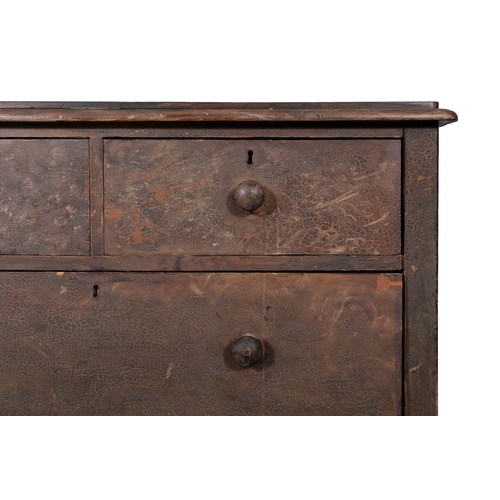 80 - A 19TH CENTURY 'SCUMBLED' PAINTED PINE CHEST OF DRAWERS,  the rectangular top with moulded rim above... 