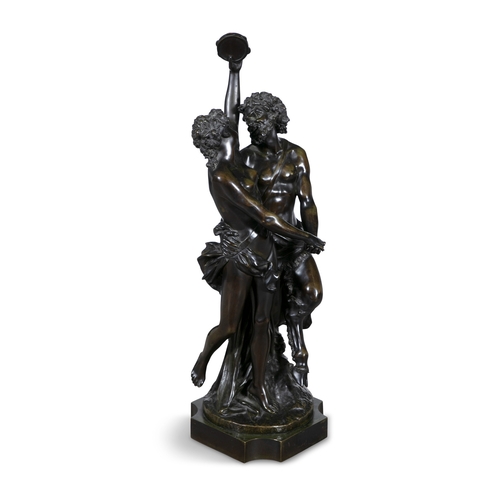 12 - AFTER CLAUDION, 19TH CENTURY Maenads and a Young Satyr, possibly Pan Bronze, 86cm height