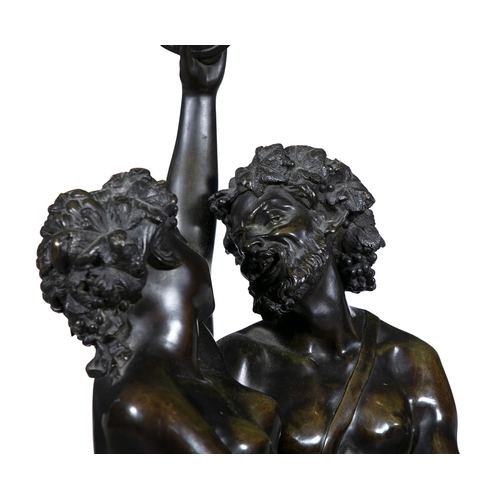 12 - AFTER CLAUDION, 19TH CENTURY Maenads and a Young Satyr, possibly Pan Bronze, 86cm height