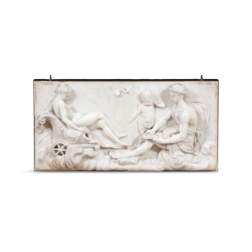 2 - A MARBLE RELIEF PANEL OF MERCURY AND DIANA, EARLY 19TH CENTURY  contained within a rectangular gilt ... 