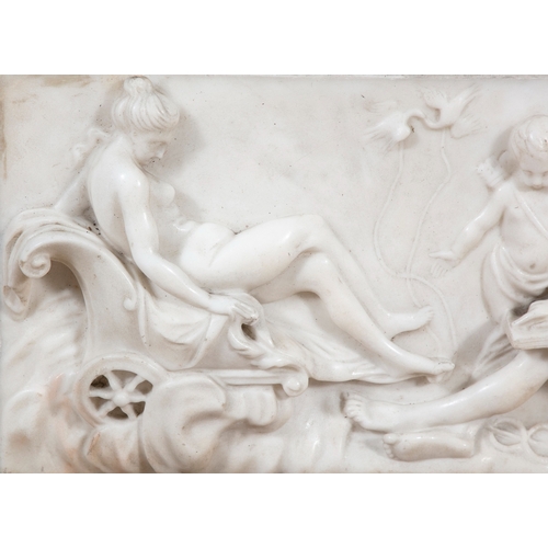 2 - A MARBLE RELIEF PANEL OF MERCURY AND DIANA, EARLY 19TH CENTURY  contained within a rectangular gilt ... 