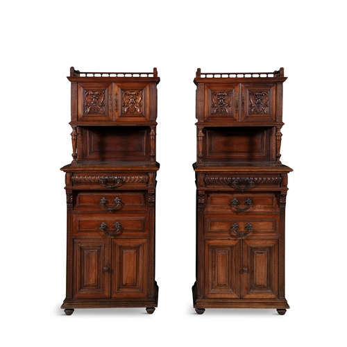 59 - A PAIR OF 19TH CENTURY FRENCH CARVED WALNUT SIDE CABINETS BY C.H. JEANSELME & CO. (PARIS), C.1880  e... 