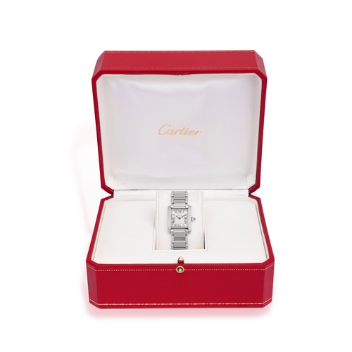 11 - A LADY'S STAINLESS STEEL 'TANK FRANCAISE' QUARTZ BRACELET WATCH, BY CARTIER  4-jewel Cal. 057 quartz... 