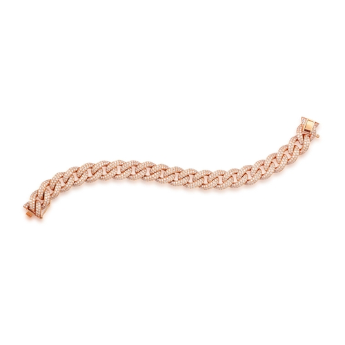 123 - A DIAMOND GOURMETTE BRACELET  The curb-link chain bracelet pavé-set with brilliant-cut diamonds thro... 