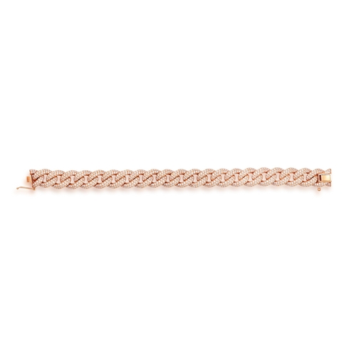 123 - A DIAMOND GOURMETTE BRACELET  The curb-link chain bracelet pavé-set with brilliant-cut diamonds thro... 