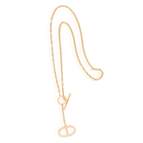 126 - A DIAMOND 'CHAÎNE D'ANCRE CONTOUR PENDANT' NECKLACE, BY HERMÈS  The anchor-link chain with toggle cl... 