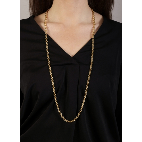 135 - A GOLD CHAIN NECKLACE, BY FRED PARIS  Composed of a fancy-link long chain, in 18K gold, signed Fred ... 