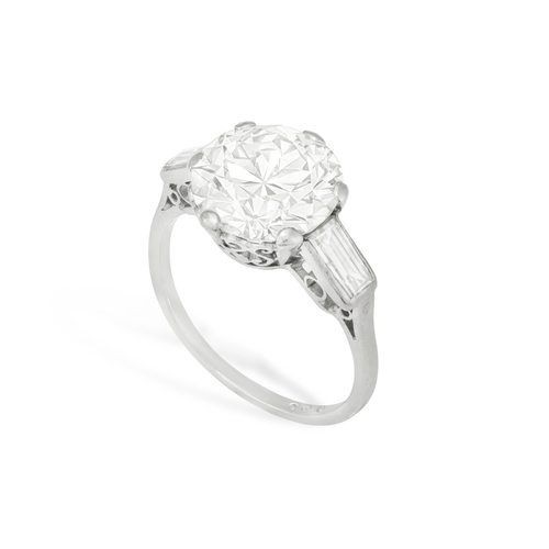 141 - A DIAMOND SINGLE-STONE RING  The central old European-cut diamond weighing approximately 3.70cts wit... 