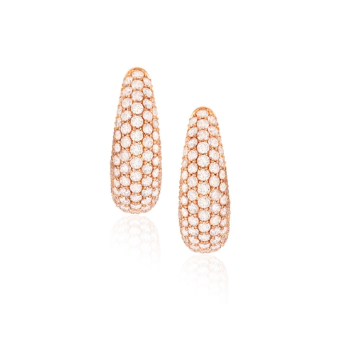 152 - A PAIR OF DIAMOND HOOP EARRINGS  Each frontispiece pavé-set with brilliant-cut diamonds throughout, ... 