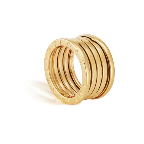 3 - A GOLD 'B-ZERO 1' RING, BY BULGARI   The polished segmented band, both sides of the ring engraved 'B... 