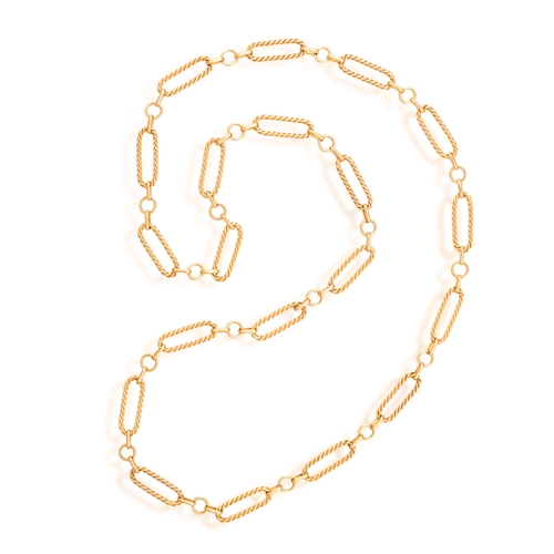 51 - A GOLD CHAIN NECKLACE, FRENCH, CIRCA 1960  Composed of a fancy-link chain with ropetwist detailing, ... 