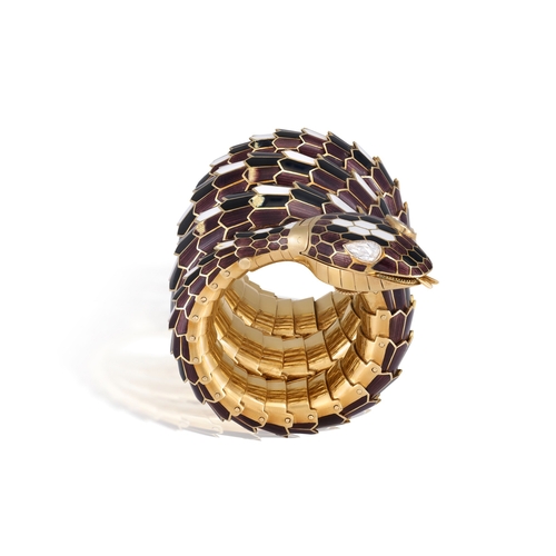 53 - A RARE AND COLLECTIBLE 'SERPENTI' BRACELET WATCH, BY BULGARI, CIRCA 1960  Designed as a snake, the s... 