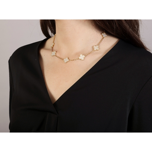 71 - A MOTHER-OF-PEARL 'VINTAGE ALHAMBRA' NECKLACE, BY VAN CLEEF & ARPELS  Composed of 10 quatrefoil-shap... 