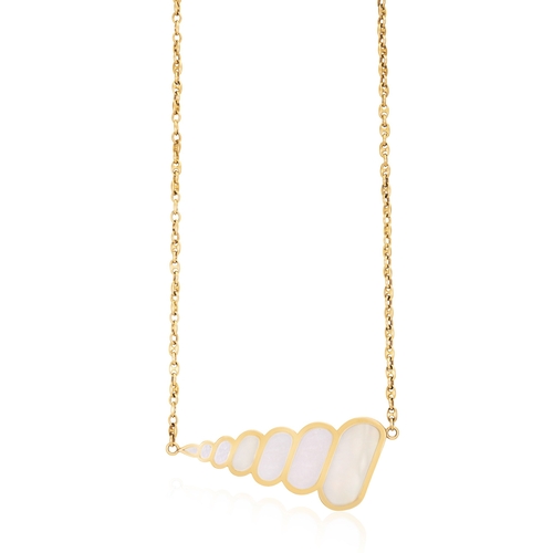 72 - A MOTHER-OF-PEARL PENDANT NECKLACE, BY CARLO ILLARIO FOR BULGARI, CIRCA 1968  The shell-shaped plaqu... 