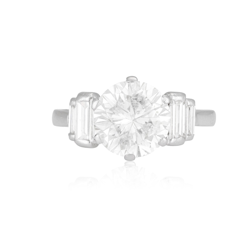 85 - A DIAMOND SINGLE-STONE RING   The brilliant-cut diamond weighing approximately 2.60cts within a six-... 