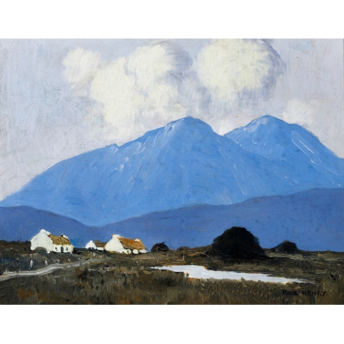 11 - Paul Henry RHA RUA (1876-1958) Mountain Landscape with Cottages c.1926-30 Oil on board, 28 x 35.5cm ... 