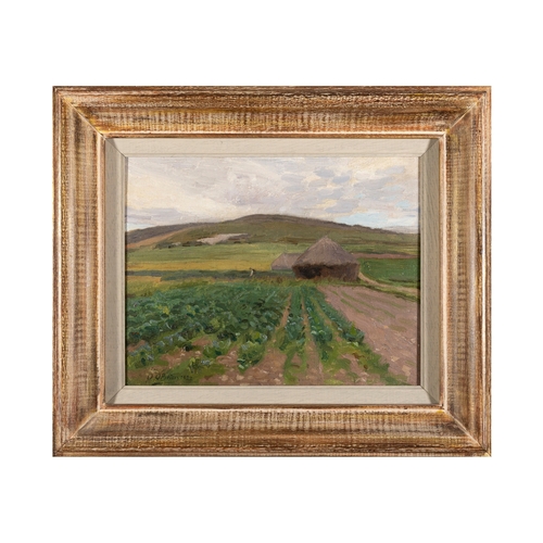 23 - Dermod O'Brien PRHA (1865-1945)  Near Sandyford, Co. Dublin  Oil on board, 26 x 34cm (10¼ x 13½) Sig... 