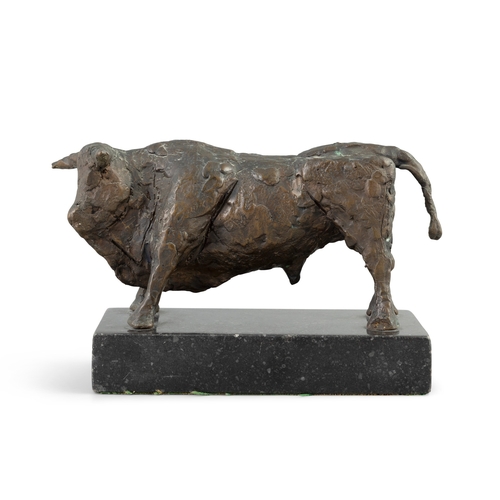 34 - John Behan RHA (b. 1938) Bull Bronze, 8 x 22cm(h) (3 x 8¾) Signed with initials and dated 1971