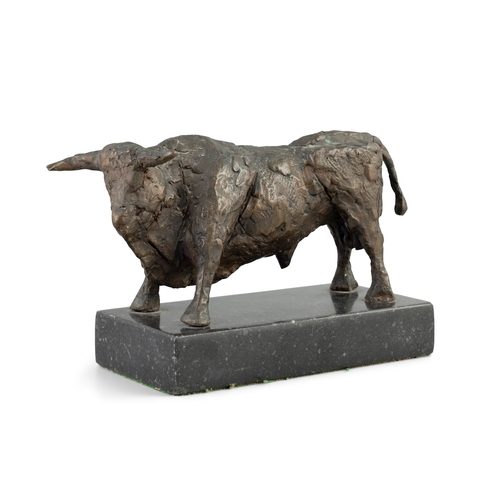 34 - John Behan RHA (b. 1938) Bull Bronze, 8 x 22cm(h) (3 x 8¾) Signed with initials and dated 1971