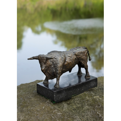 34 - John Behan RHA (b. 1938) Bull Bronze, 8 x 22cm(h) (3 x 8¾) Signed with initials and dated 1971