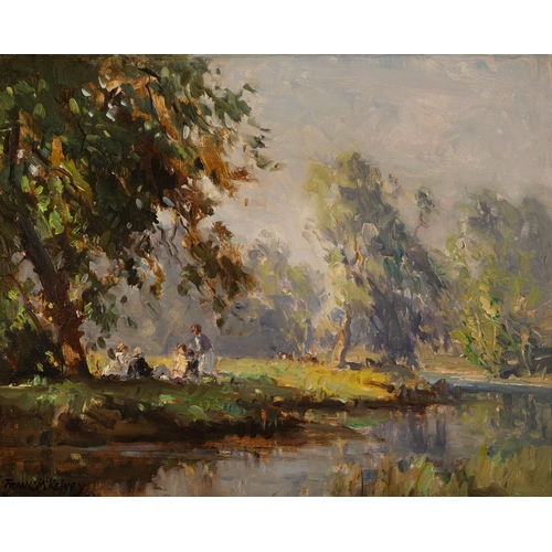 37 - Frank McKelvey RHA RUA (1895 - 1974) Picnic by the Lagan  Oil on canvas, 40 x 50cm (15¾ x 19¾) Signe... 