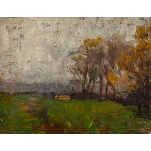 38 - Sarah Purser HRHA (1848-1943) Autumn Oil on board, 19 x 23cm (7.5 x 9.1'')  Provenance: With Taylor ... 