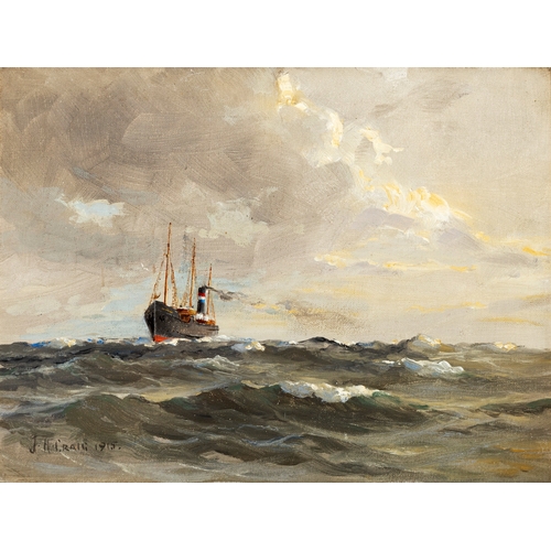 40 - James Humbert Craig RUA RHA (1887-1944) Steamship Oil on canvas board, 22.5 x 30cm (8.9 x 11.9'') Si... 