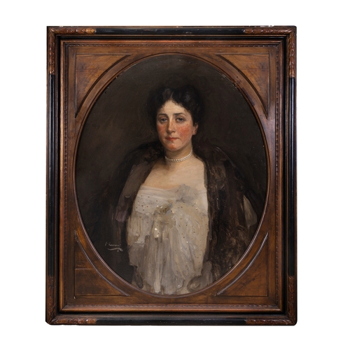 45 - Sir John Lavery RA RSA RHA (1856-1941) Portrait of a Lady Oil on canvas, oval, 77.5 x 65cm (30½ x 25... 