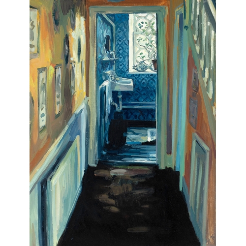 5 - Hector McDonnell RUA (b.1947)  Corridor at Leixlip - 1996  Oil on board, 40 x 30cm (15¾ x 11¾)  Sign... 