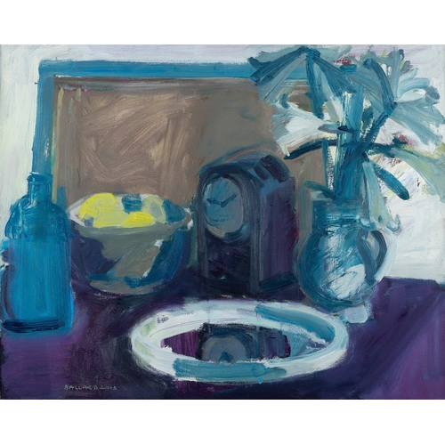 51 - Brian Ballard (b. 1943) Still Life Study with Clock in a Mirror Oil on canvas, 60.5 x 76cm (23¾ x 30... 