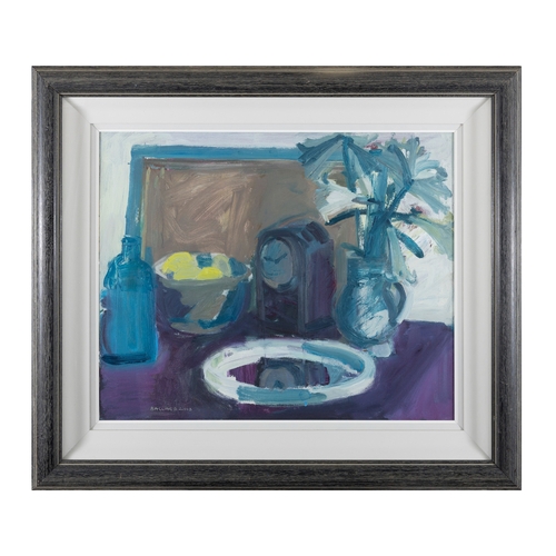 51 - Brian Ballard (b. 1943) Still Life Study with Clock in a Mirror Oil on canvas, 60.5 x 76cm (23¾ x 30... 