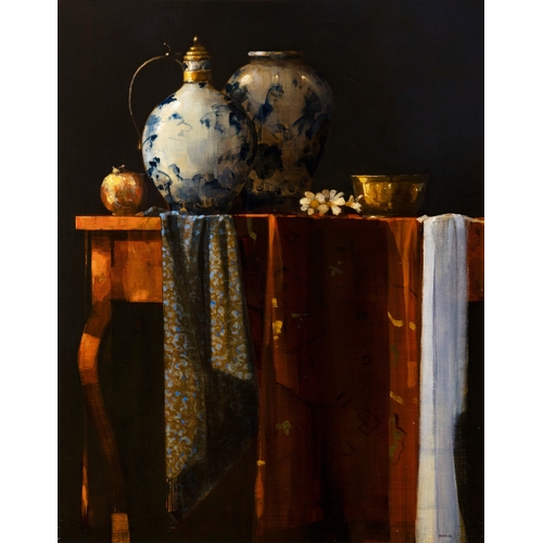6 - Martin Mooney (b.1960) Still Life  Oil on canvas, 90 x 71cm (35½ x 28) Signed and dated (19)'96   Pr... 
