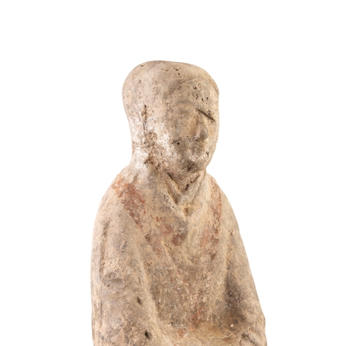 149B - A PAINTED POTTERY FIGURE OF A STANDING OFFICIAL  北魏 陶加彩仕人立像  China, Northern Wei dynasty.  H. 25.2 c... 