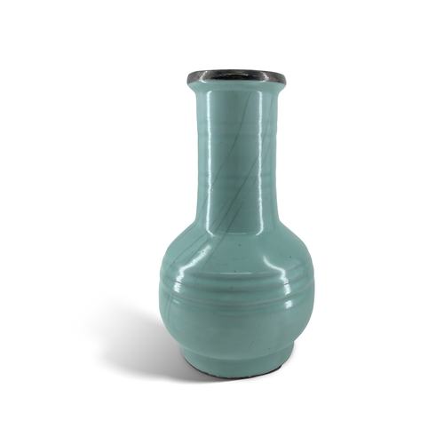 43 - A RU-TYPE VASE  仿汝窯 御題詩弦紋瓶  China  supported on a high footring with a slightly compressed globular ... 