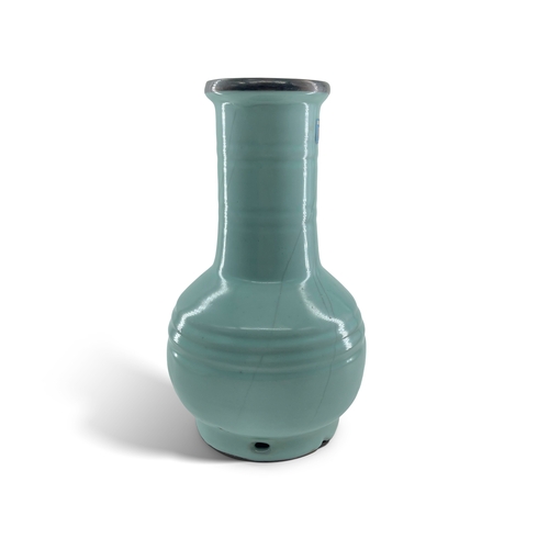 43 - A RU-TYPE VASE  仿汝窯 御題詩弦紋瓶  China  supported on a high footring with a slightly compressed globular ... 