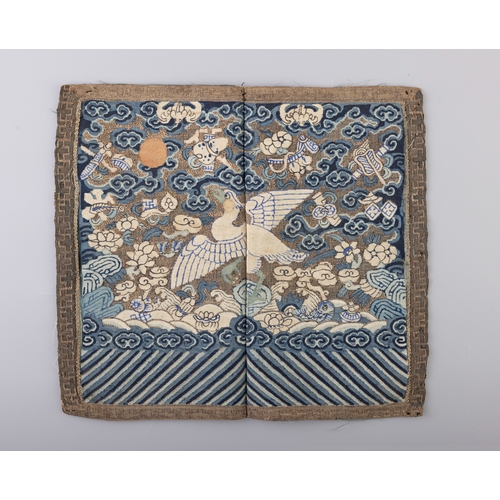 98 - A SET OF FIVE CHINESE EMBRODERIES  清代 補子 繡品一組五件  China, Qing dynasty  including two embroidered silk... 