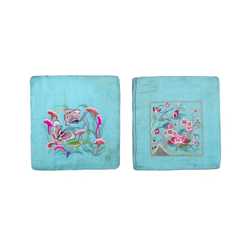 98 - A SET OF FIVE CHINESE EMBRODERIES  清代 補子 繡品一組五件  China, Qing dynasty  including two embroidered silk... 