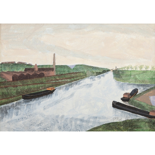 1 - Patrick Pye RHA (1929 - 2018) 'Canal to Smeedmaes' [sic] Tempera on paper laid on board, 17.5 x 25.5... 