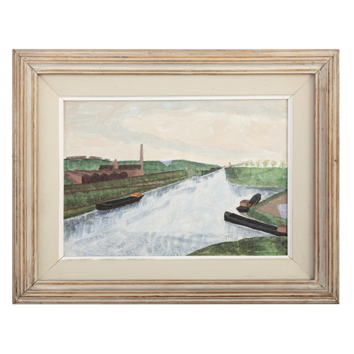 1 - Patrick Pye RHA (1929 - 2018) 'Canal to Smeedmaes' [sic] Tempera on paper laid on board, 17.5 x 25.5... 