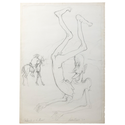 15 - Brian Bourke (b. 1936) Don Quixote in the Desert  Pencil Drawing, 64 x 45cm Signed, inscribed and da... 