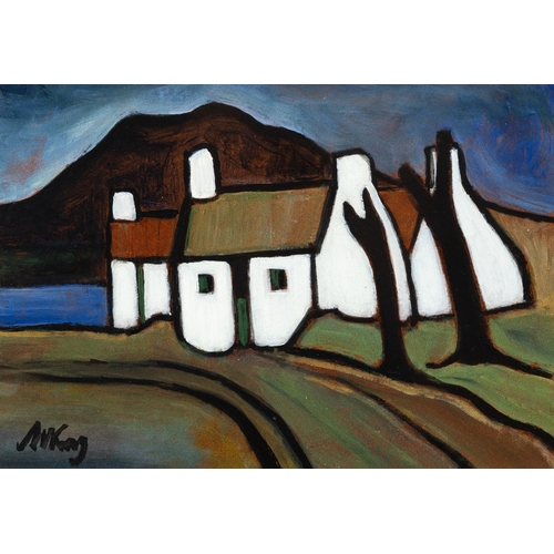 21 - Markey Robinson (1918 - 1999) Cottages and Trees Acrylic on paper, 19.5 x 28cm  Signed