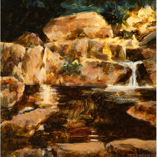 25 - Trevor Geoghegan (b.1946 - 2023) Still Pool, Hidden Stream II Oil on board, 32 x 32cm Signed and dat... 